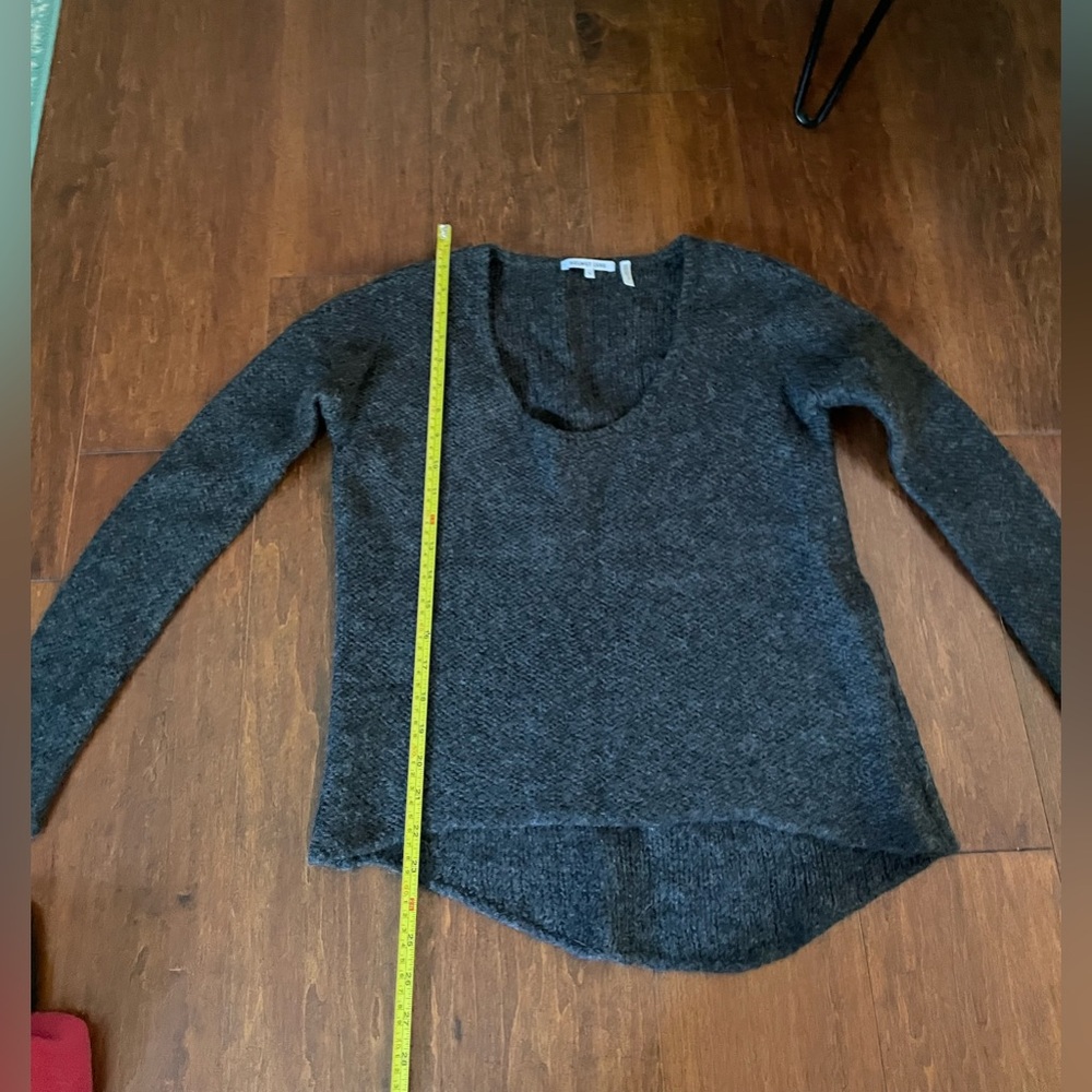 Helmut Lang Gray V-Neck Sweater Classic Knit Design